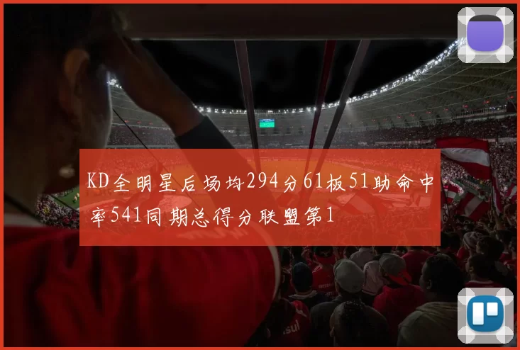KD全明星后场均294分61板51助命中率541同期总得分联盟第1